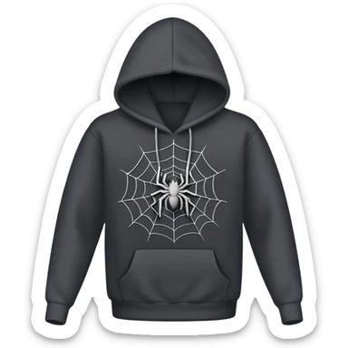 black hoodie with a grey spider web with no spider on it sticker