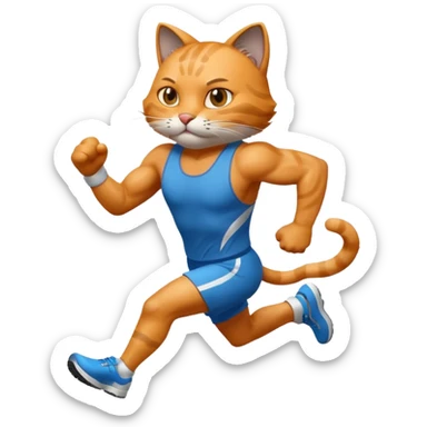 cool cat finishing a marathon sticker