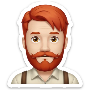 very white bearded and white mustached, red haired, wearing ear accessories sticker