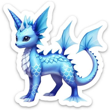 Lumineon-Vaporeon-Glaceon-Dragonair-Fakémon-hybrid-creature (full body)  sticker