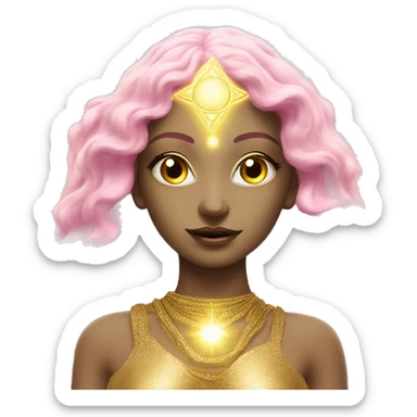 Pleiadian radiant golden diva woman female third eye pink sticker