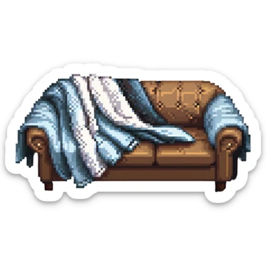cozy sofa with a blanket draped over the arm sticker