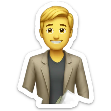 guy with a lot of money in backround sticker