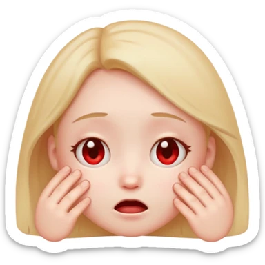 cute emoji with a shy embarrassed expression, soft colors, red cheeks, downcast eyes sticker