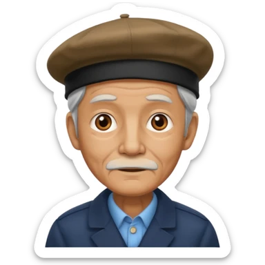 old man with berut sticker
