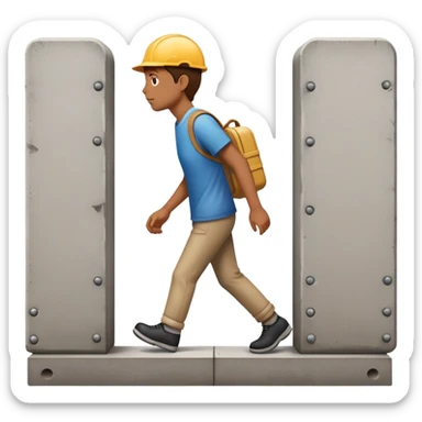 Person going around a wall or barrier instead of through it sticker