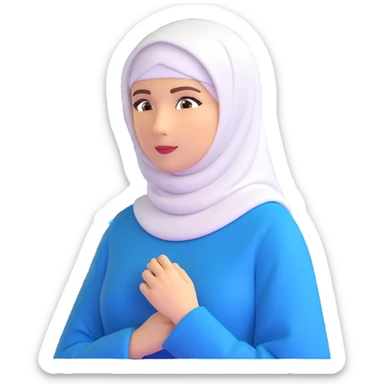 woman with white hijab in blue outfit, looking forward, with programming code, algorithms, binary data flows, software development tools, database structures, coding syntax highlighting, computer science symbols, and computing diagrams surrounding her sticker