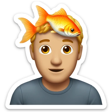 man with a goldfish in the head sticker