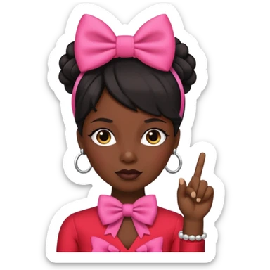 A diva with pookie bow on the top left side with clockit finger sticker