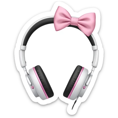 White headphones with pink bow sticker