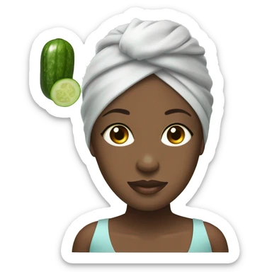 black girl with spa wrap on head and cucumbers on eyes sticker