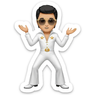 A boy with an Elvis Presley mask with sunglasses dressed as Elvis Presley sticker