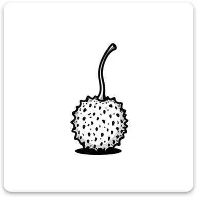 hand-drawn lychee fruit with stem and textured skin sticker