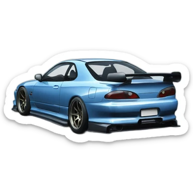 silvia s15 blue with bodykit sticker