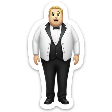 Fat man wearing a tuxedo sticker
