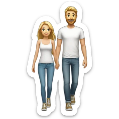 Young white Familie skinny casual walking sticker