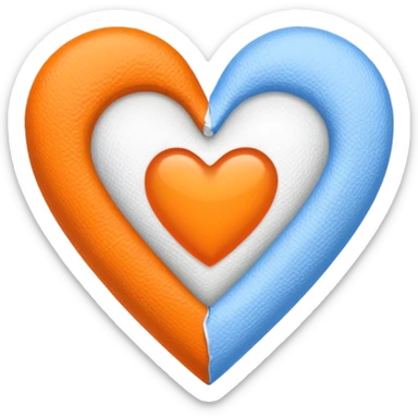 Half blue half orange heart split vertically with a white gauze bandage wrapped around it sticker