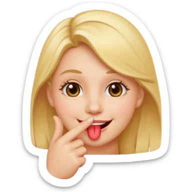 smiling face with a finger in its mouth, flirty  sticker