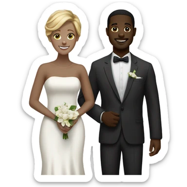 Interracial marriage white woman black man happy sticker