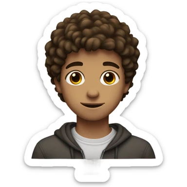 teenage Boy with fluffy brown hair brown eyes  sticker