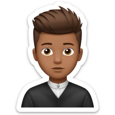 create a fringe haircut boy with a brown hair with hair little up more looking like quiff hairstyle but its going straight not on side sticker