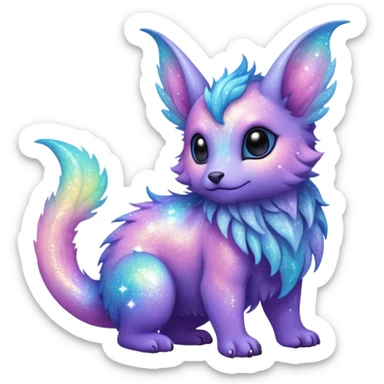Pastel nebula furry realistic glittery Randomly-faerie-drake-colored sparkly exotic Fakémon-creature sticker