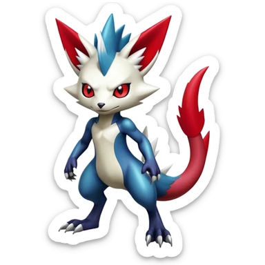 Cool Edgy Badass Shiny Futuristic Legendary Digimon-Sneasel-Zangoose-hybrid full body sticker