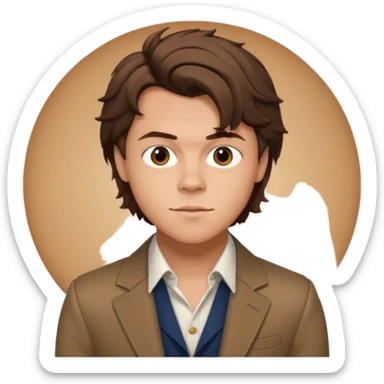 une joli personne qui ressemble a harry styles, avec beaucoup de details,  dans un rond  sticker