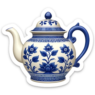 blue Chinese teapot sticker