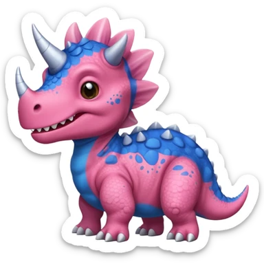 Triceratops cute pink kawei in love with Blue t-Rex  sticker