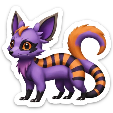 Rare exotic realistic cute epic aesthetic gothic colorful Salandit-Eevee-Civet-species-Fakemon-hybrid-creature, with markings, full body sticker
