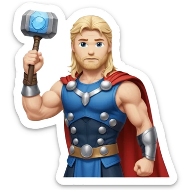 The hero Thor proudly holds the balance of justice in his raised hand. sticker