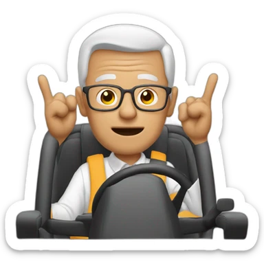 grandpa driving with two fingers sticker