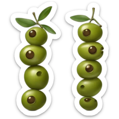 vertical stack of two olives but one is feeling weird sticker