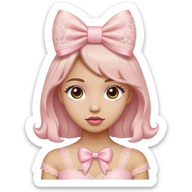 cute coquette light pink lace bow  sticker