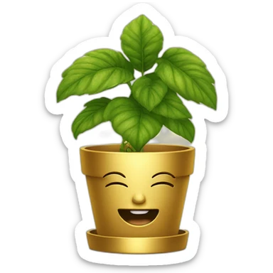 divine plant in a golden flower pot on a stand with four feer sticker
