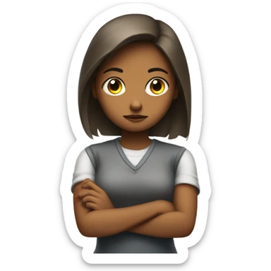 A girl with her arms crossed looking mad  sticker
