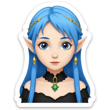 woman elves with blue hair black dress  sticker