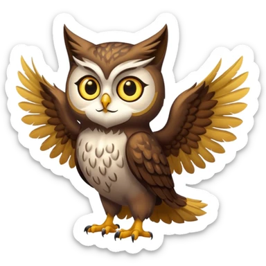 Half owl half cat full body sticker