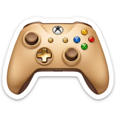 Clash of Clans aesthetic: Cinematic Playful Xbox Controller (Original Duke) Portrait Emoji, rendered in a 3D vector-style similar to standard emojis with minimal shading and bold, simplified shapes. A compact, distinct form with signature details, softly glowing with a modern gaming energy charm. Simplified yet unmistakably iconic, highly detailed and consistent, glowing with a soft radiance and high shine. Stylized with a touch of next-gen innovation and a soft glowing outline, capturing the essence of a beloved gaming relic with a friendly, playful manner! sticker