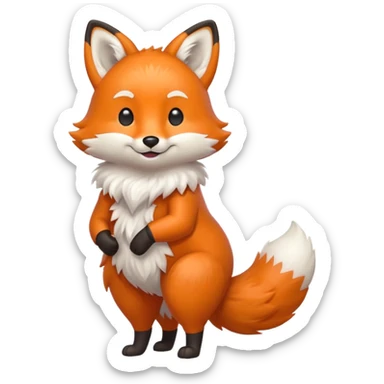 A cute fox emoji, full body, standing in side view. sticker