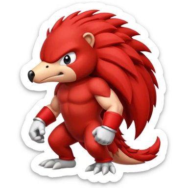 Sonic the hedgehogs friend knuckles a red animal  sticker