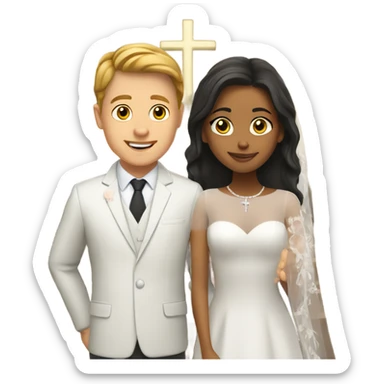 White boy marrying a Latina girl in church sticker
