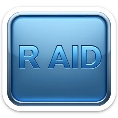 A sign that reads "RAID" in blue font sticker