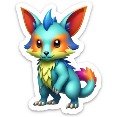 Cute cool edgy colorful fantasy animal hybrid Fakemon full body sticker