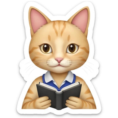 professional female cat writing in notebook sticker