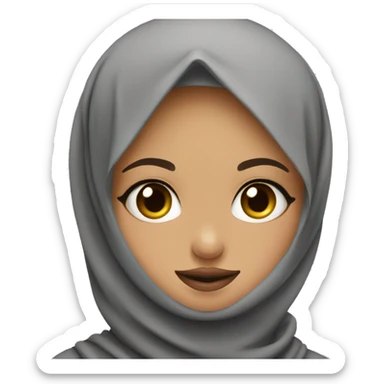 hijabi mid skinned girl with her tounge out and a peace sign  sticker