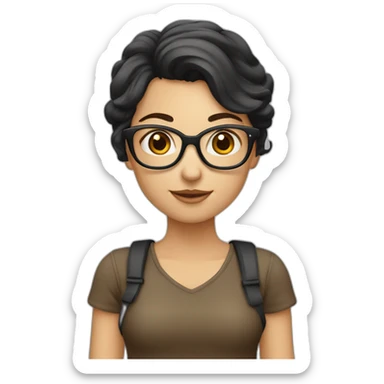 Meisje donkerbruinhaar zwarte bril blank sticker