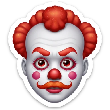 red glitter clown with the sad facial expression sticker