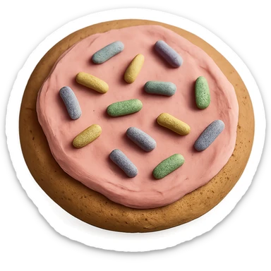 sugar cookie with pink frosting and pastel sprinkles sticker